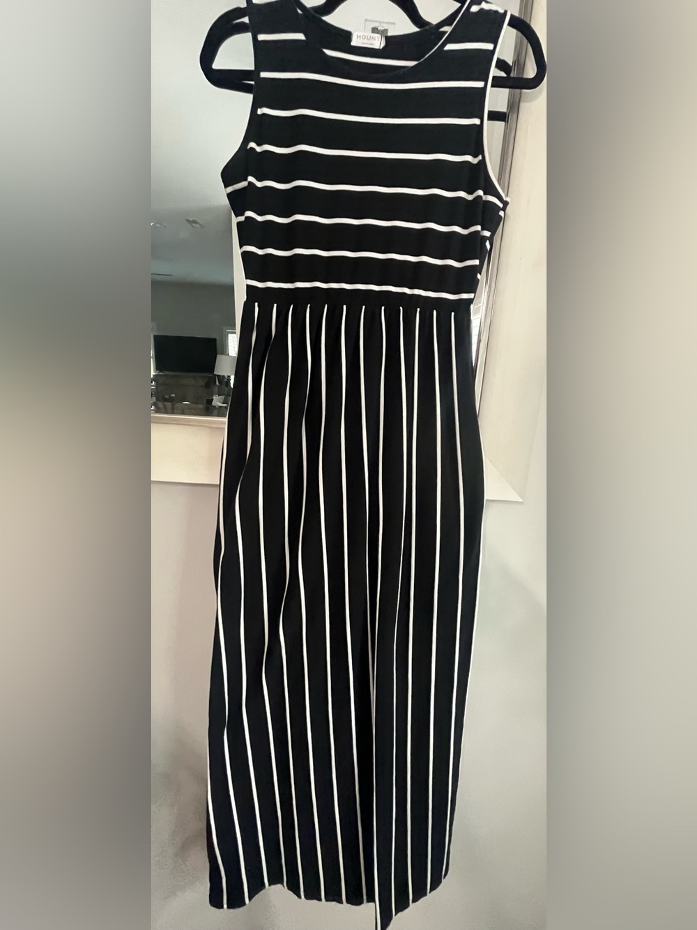 Black & White Striped Maxi Dress - Women
